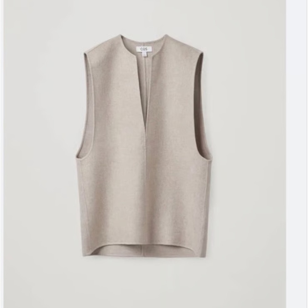COS beige wool blend v-neck sleeveless vest